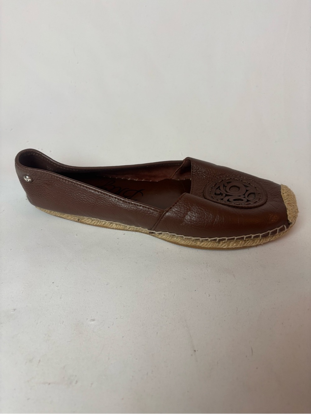 Brighton Groove Brown Leather Espadrille Flats Sz 10 Medallion Toe